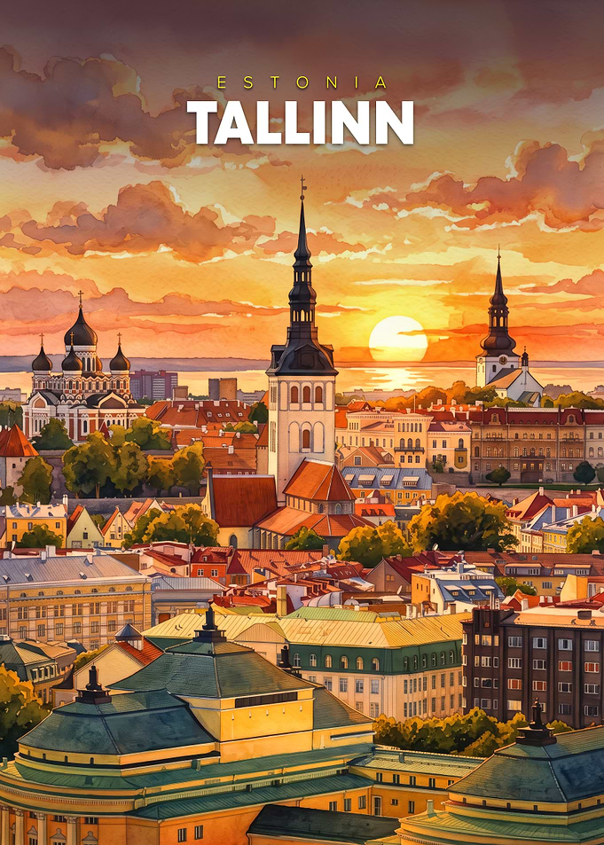 Tallinn Estonia watercolor