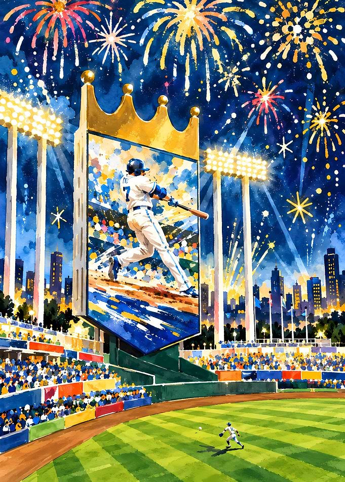 Baseball Stadium Fireworks Celebration