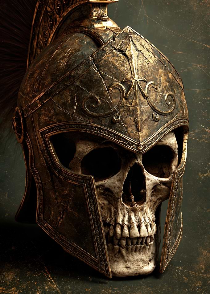 Ancient Spartan Warrior Skull Helmet