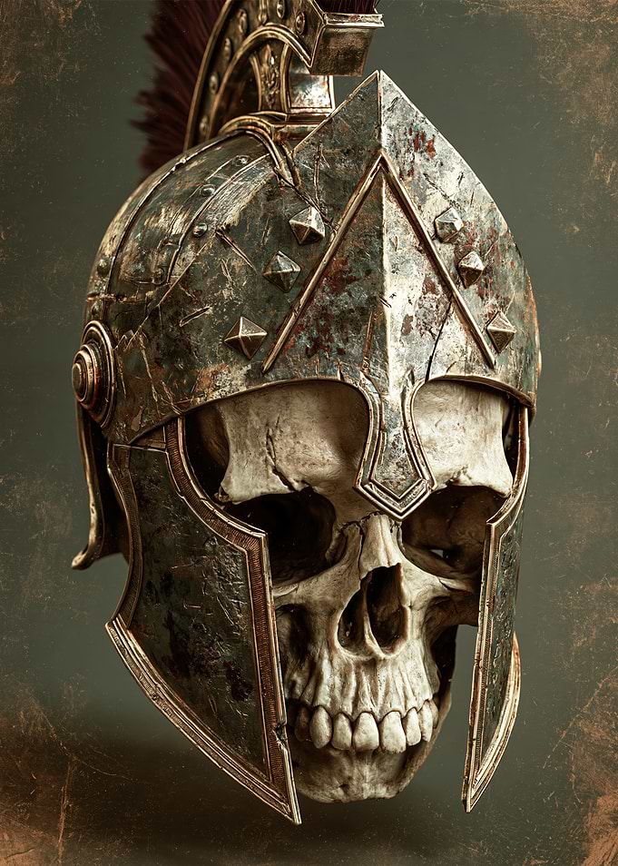 Ancient Spartan Warrior Skull Helmet