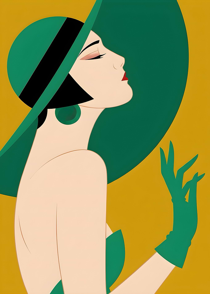 Art Deco Style Woman in Green