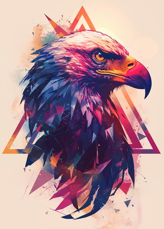 Abstract Geometric Eagle Portrait