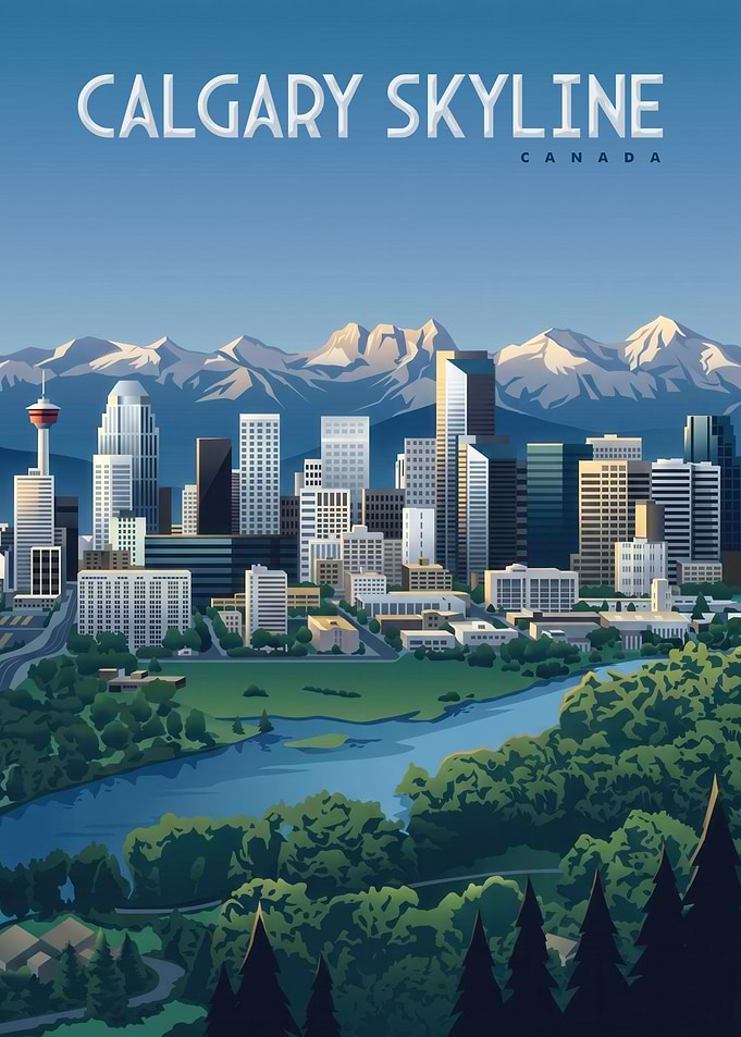 Calgary Skyline Travel Poster