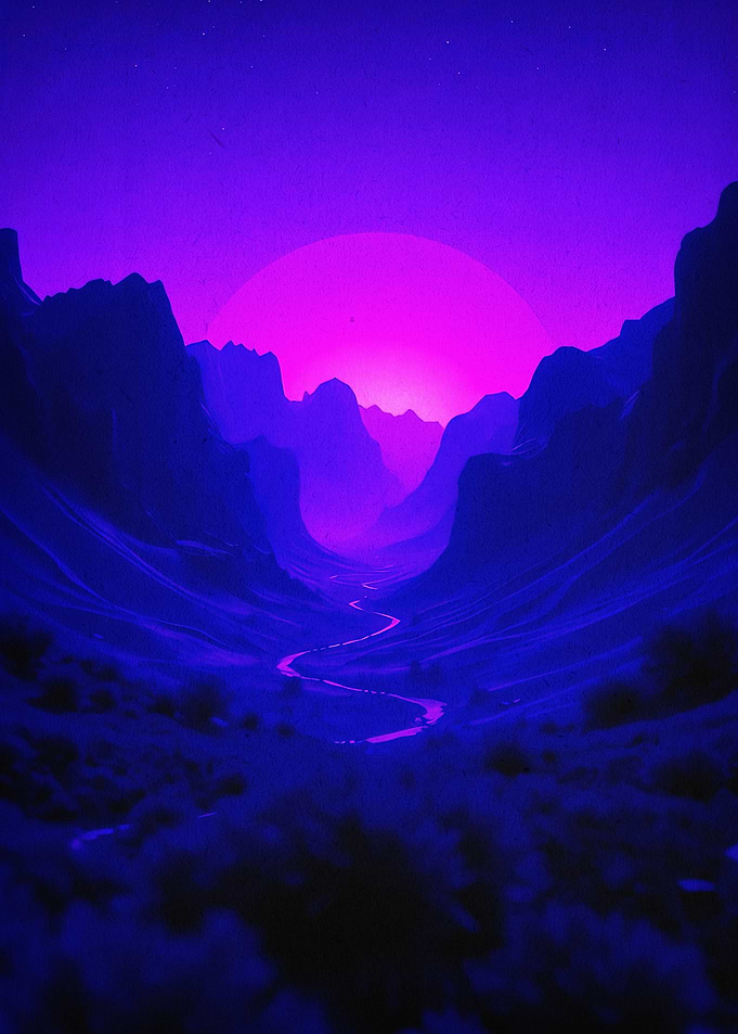 Purple Valley Synthwave Art