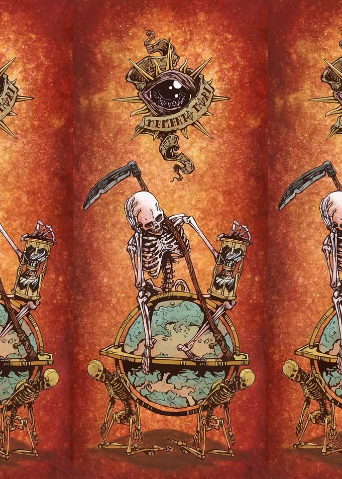 Memento Mori Skeleton Globe Illustration