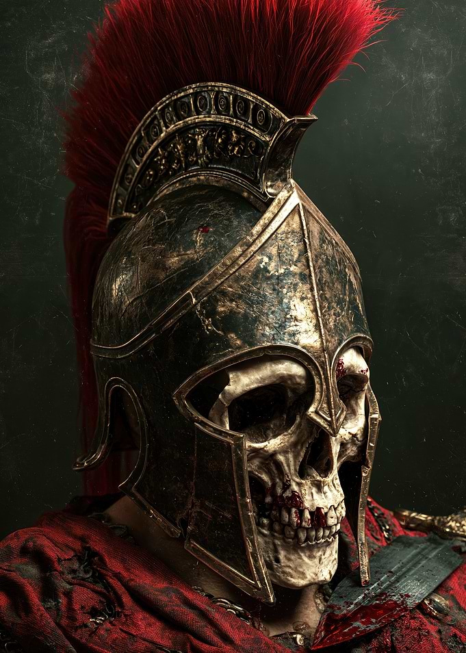 Spartan Warrior Skull with Helmet