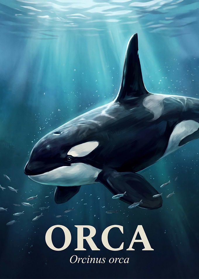 Majestic Orca Underwater Poster