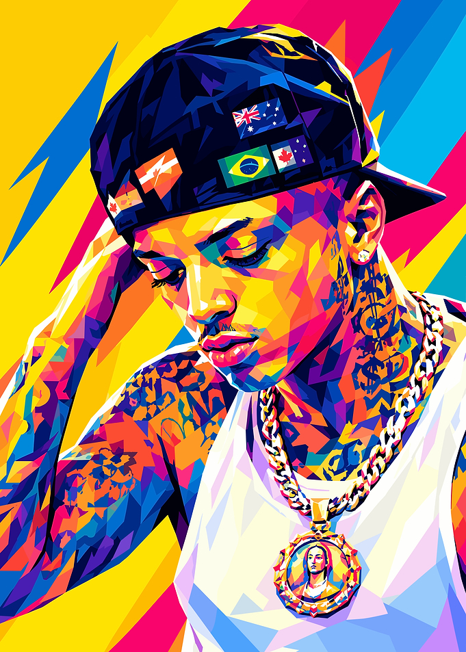 Colorful Geometric Portrait of a Rapper