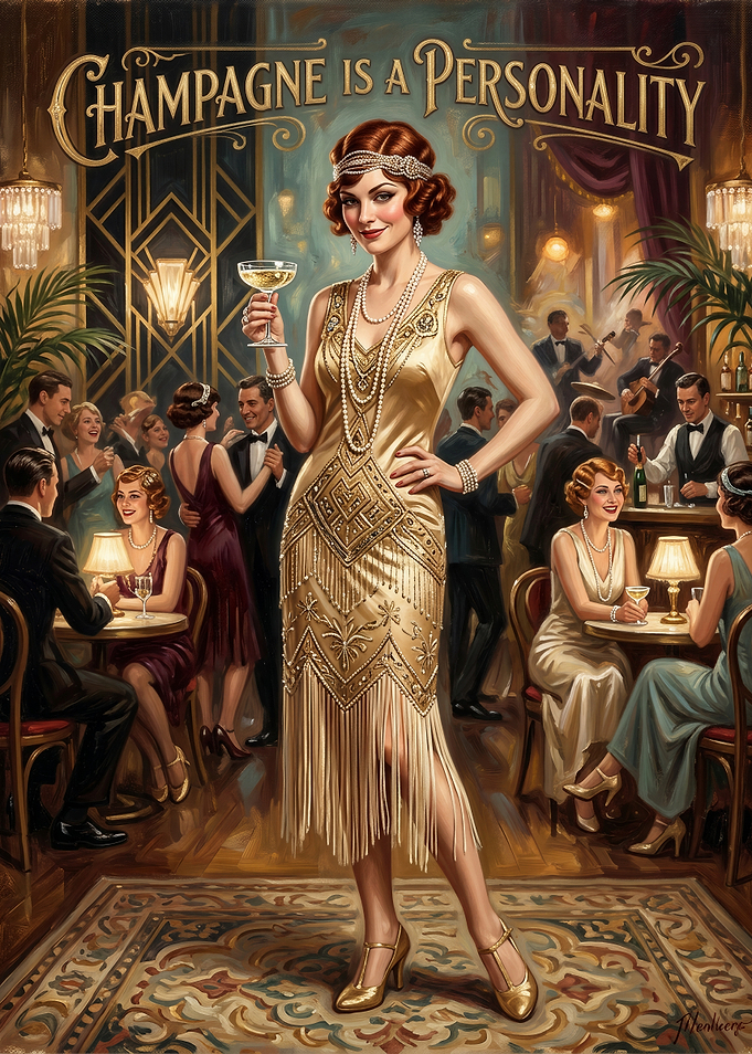1920s Flapper Champagne Party Poster