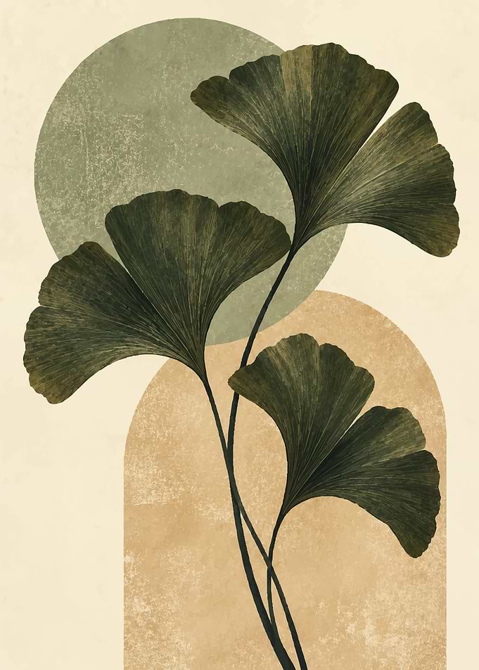 Minimalist Ginkgo Leaf Botanical Art