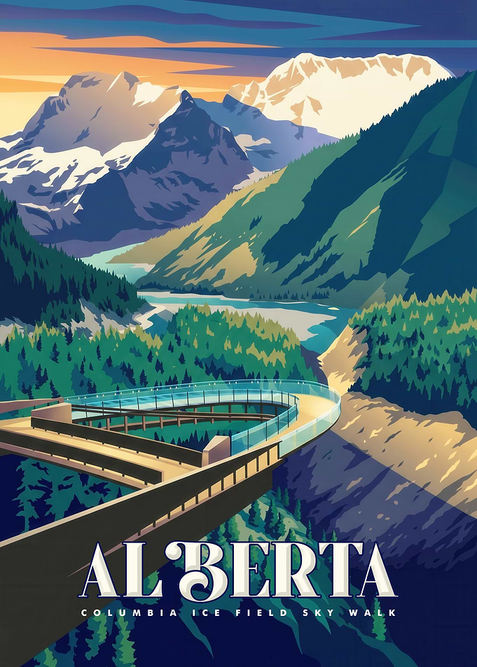 Alberta Columbia Icefield Skywalk Travel Poster