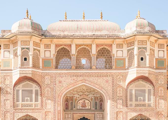 Jaipur, India | Ganesh gate of Amber fort and its Indian Rajasthani architecture with pastel aesthetics