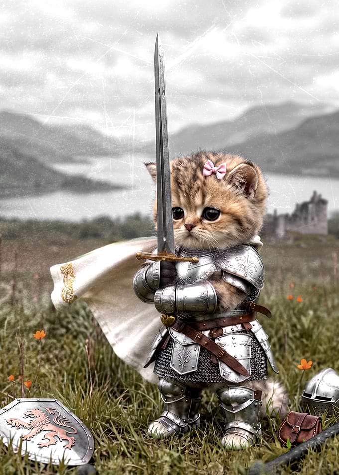 Cute Kitten Knight in Shining Armor