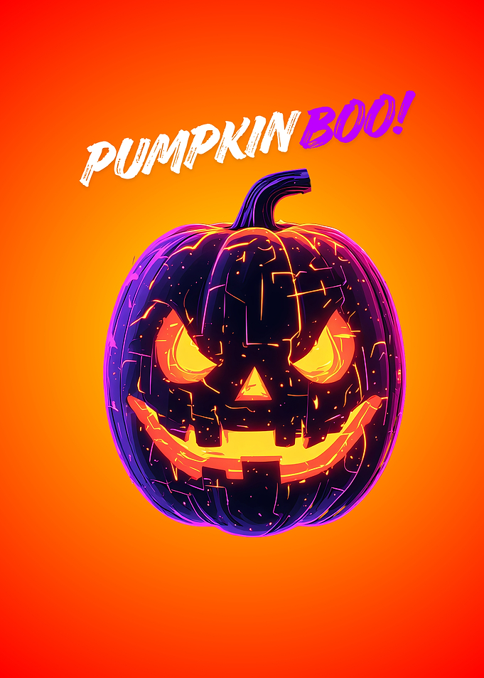 Pumpkin Boo Cyberpunk Mecha Halloween Poster