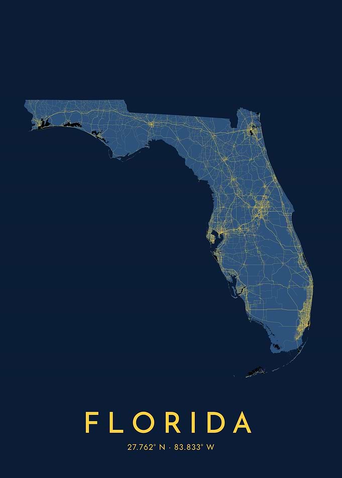 Minimalist Florida Road Map Poster
