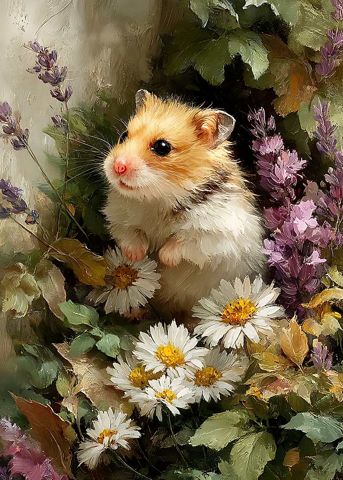 Oil Painting of Cute Hamster
