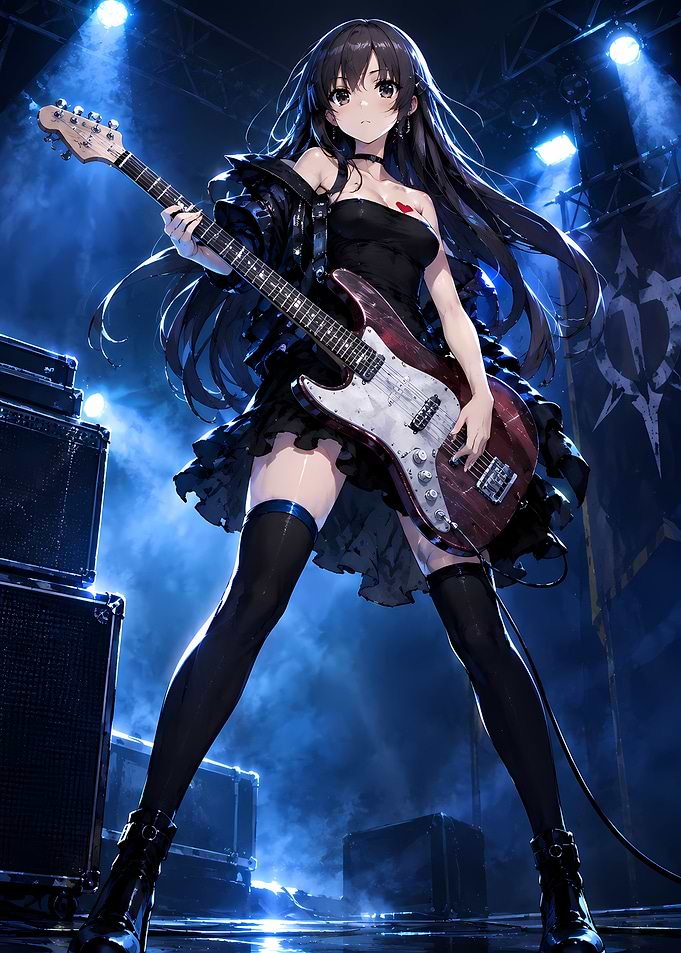 Anime Girl Playing Electric Guitar