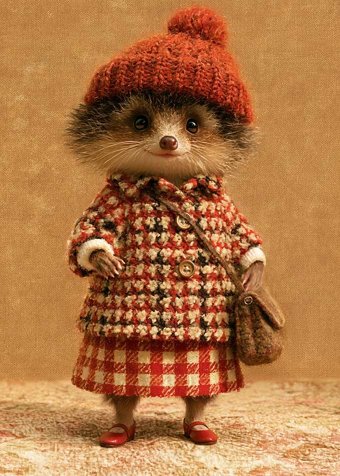 Adorable Hedgehog in Winter Outfit