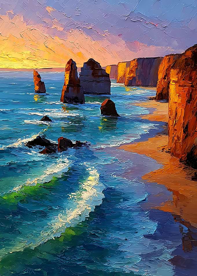 Twelve Apostles Sunset Oil Painting