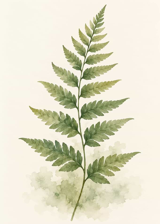 Watercolor Fern Leaf Botanical Illustration
