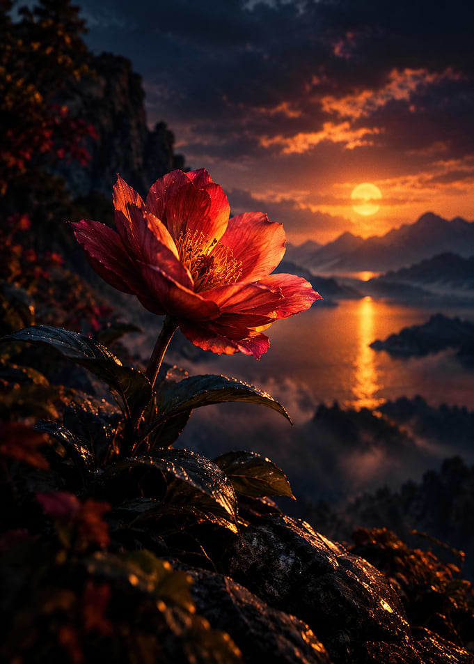 Radiant Flower at Sunset