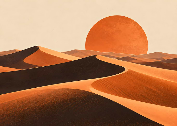 Warm Desert Dunes Sunset Art