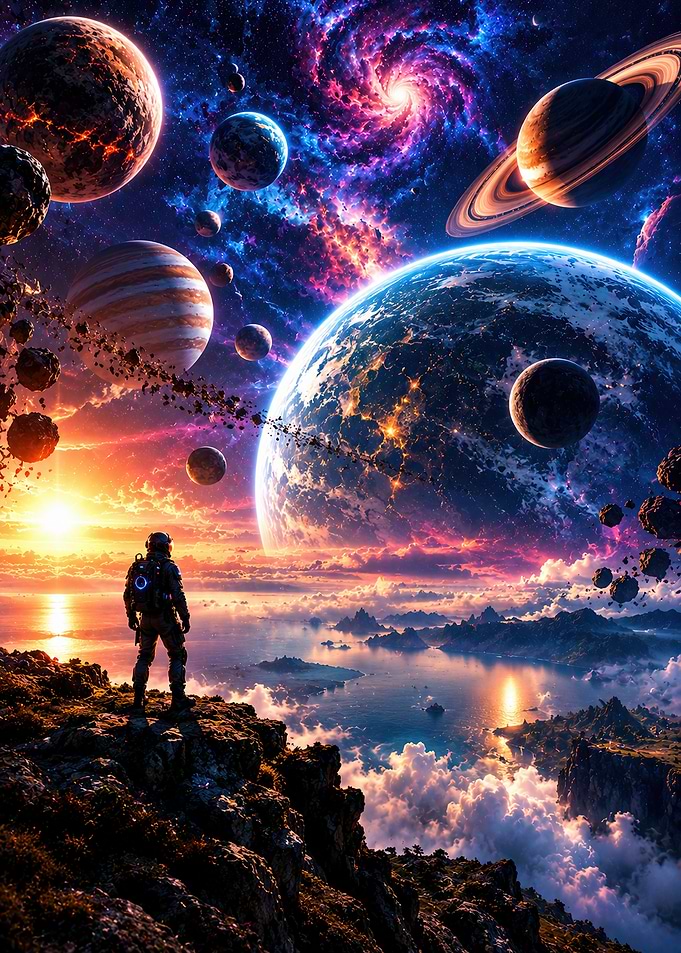 Astronaut Standing on Alien World