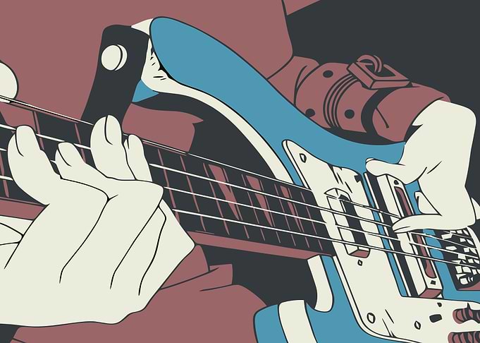 Stylized Bass Guitarist Illustration