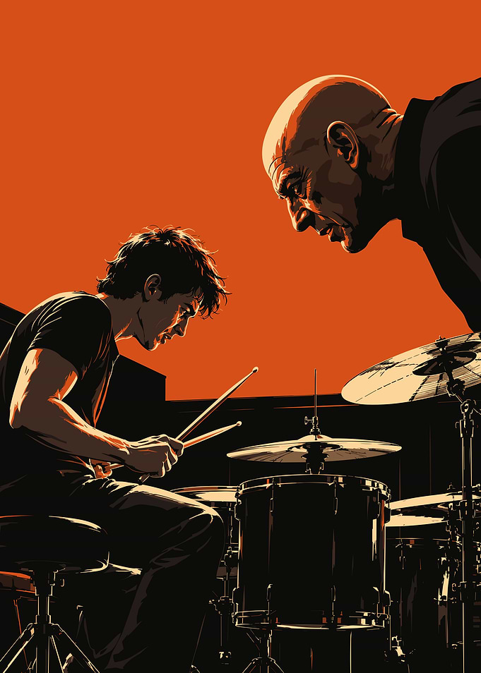 Whiplash Drummer and Instructor Illustration