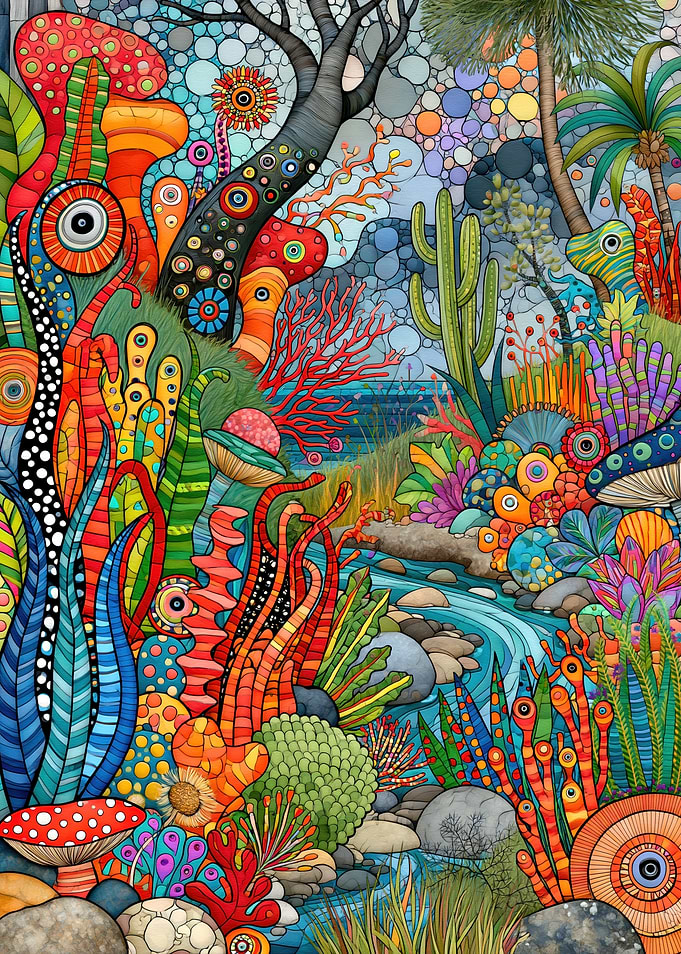 Vibrant Psychedelic Surreal Landscape