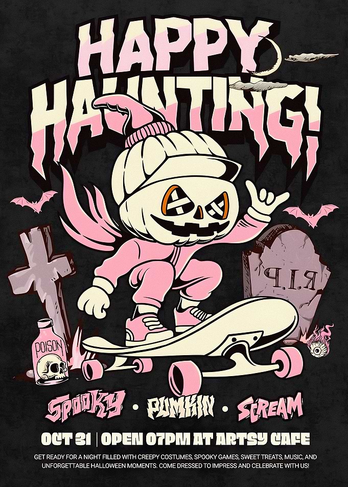 Happy Haunting Halloween Skate Poster