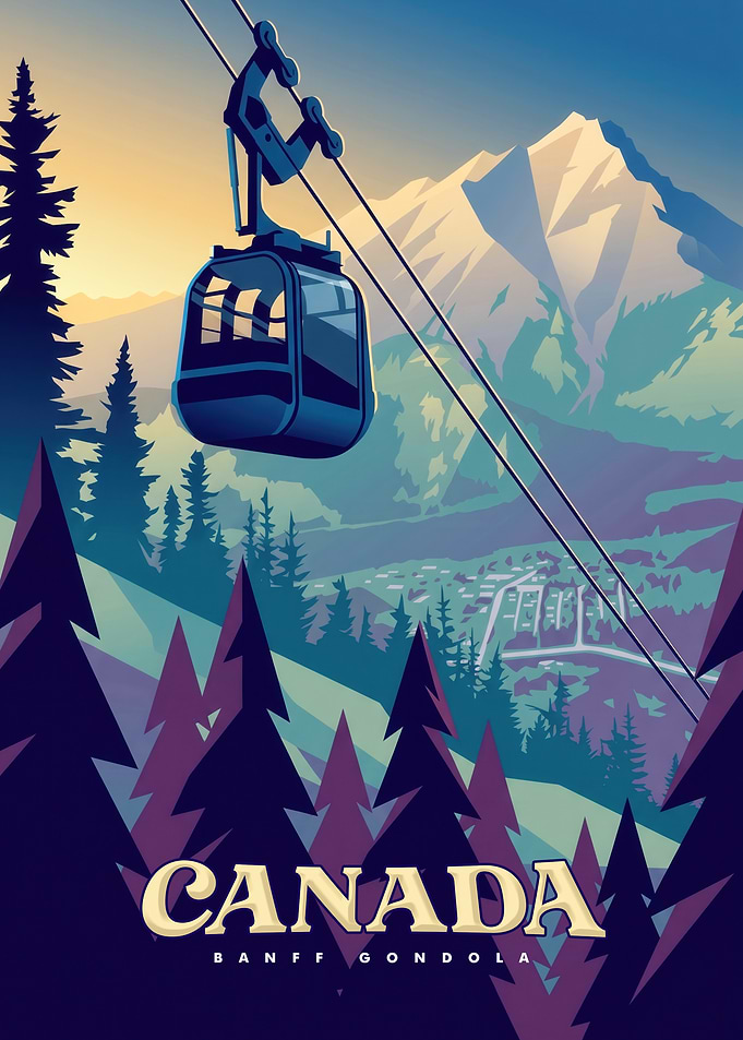 Banff Gondola Canada Travel Poster