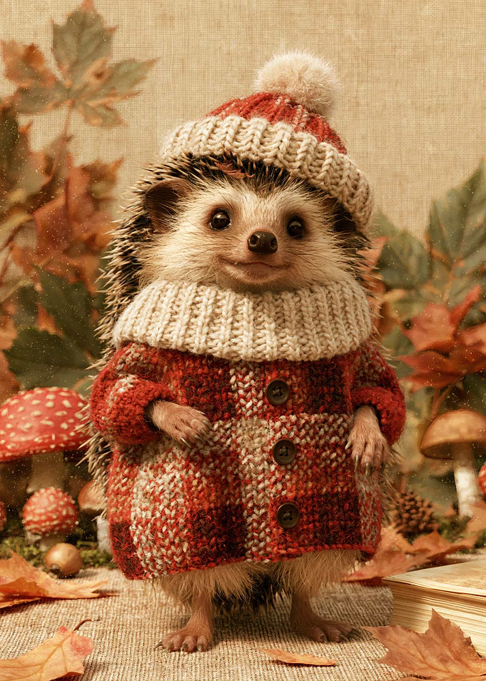 Cute Hedgehog in Autumn Outfit
