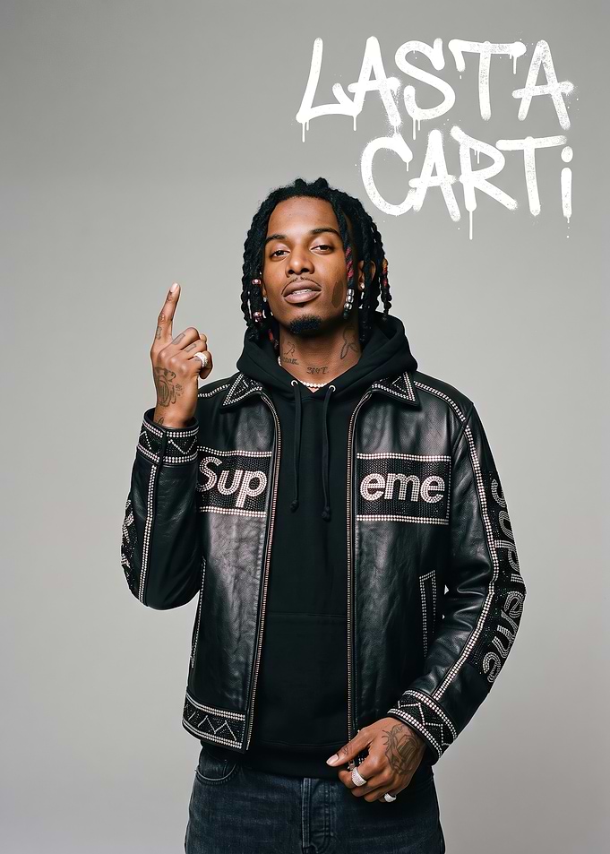 Playboi Carti Supreme Leather Jacket Portrait