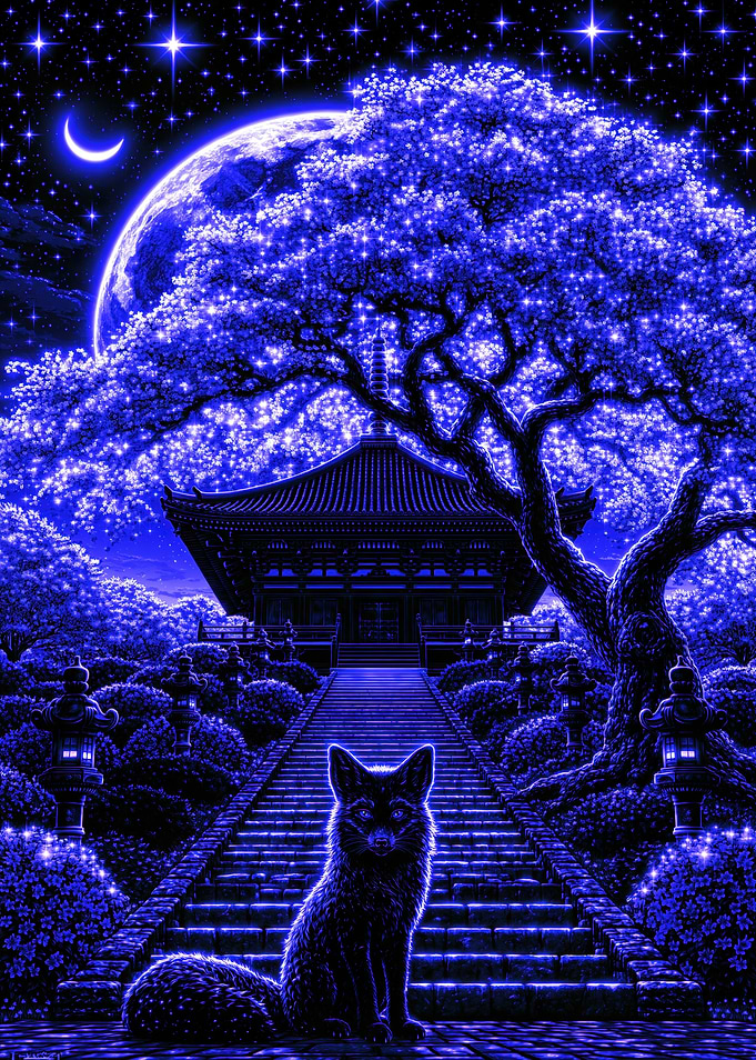 Mystical Fox at Japanese Temple