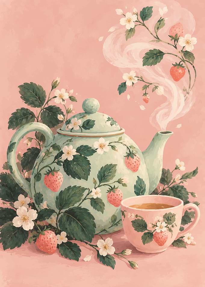 Strawberry Tea Time Illustration