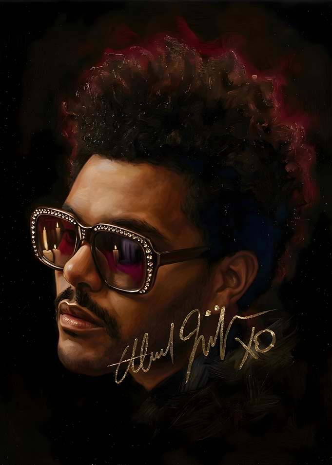 The Weeknd Portrait with Signature
