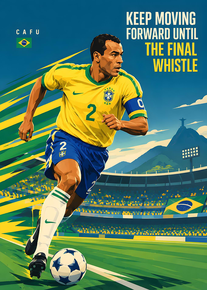 Cafu Brazil Soccer Legend Poster