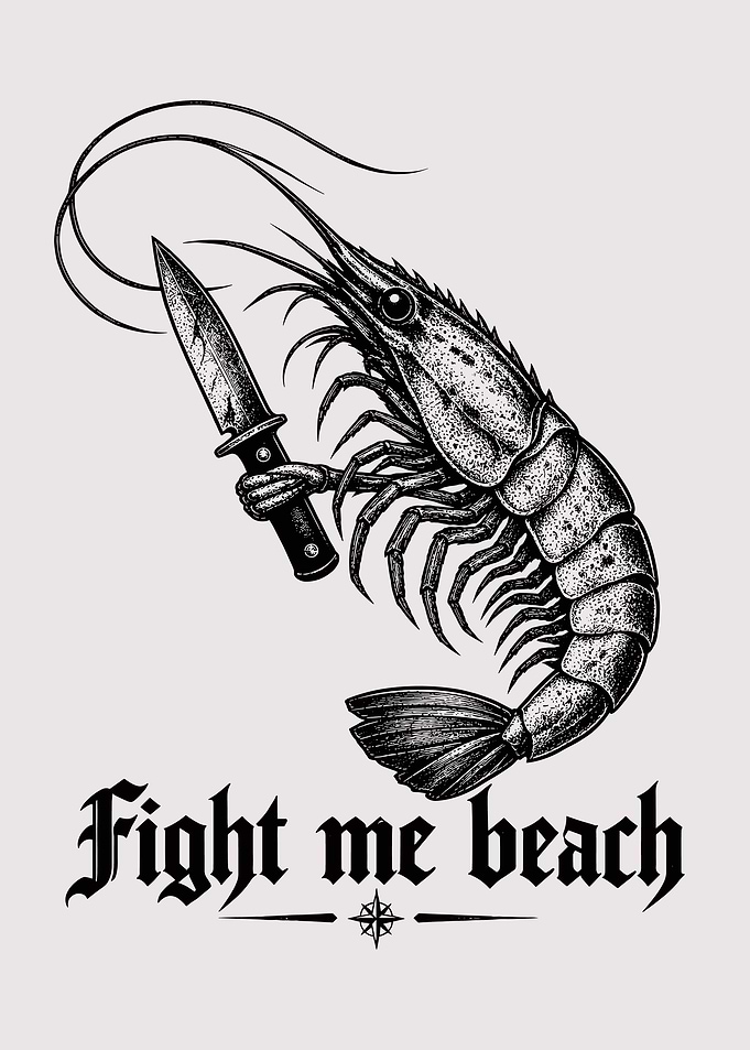 Shrimp Holding a Knife Illustration