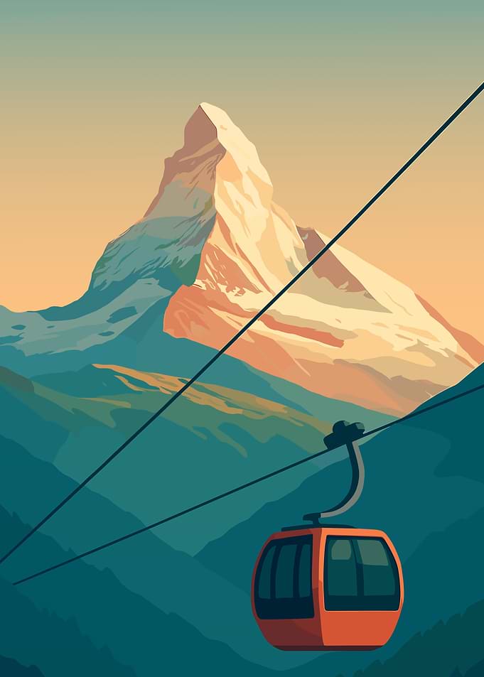 Matterhorn Cable Car | Minimal Vintage Travel Poster