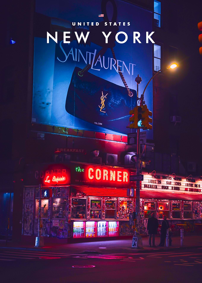 New York City Night Street Scene