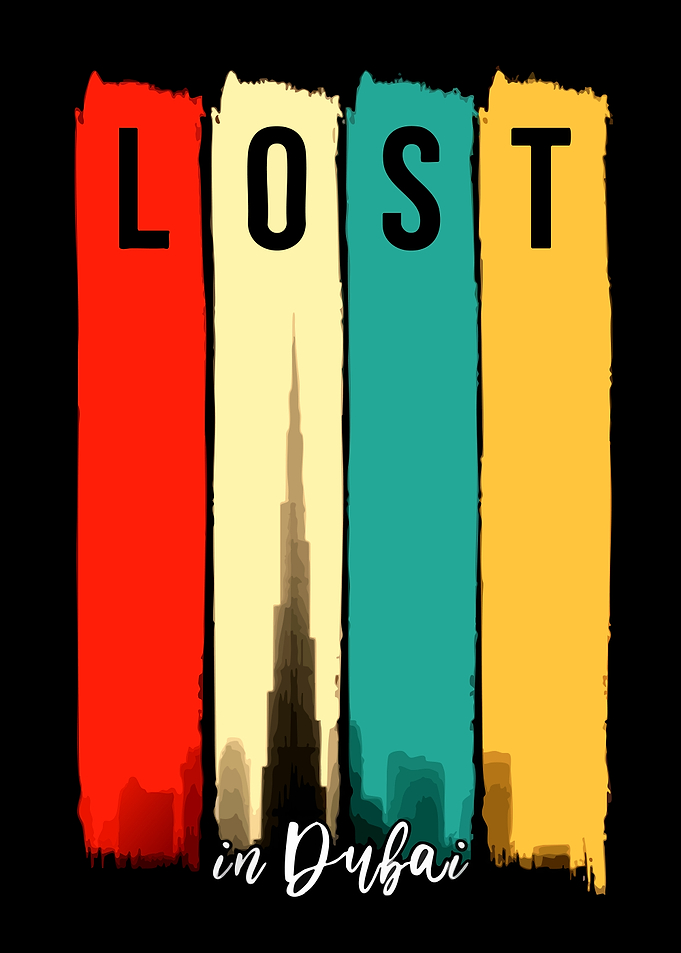 Lost in Dubai Retro Skyline Design
