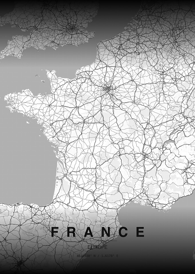 Minimalist Road Poster Map of France