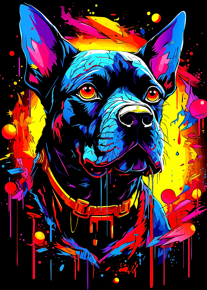 Colorful Neon Graffiti Style Dog Portrait