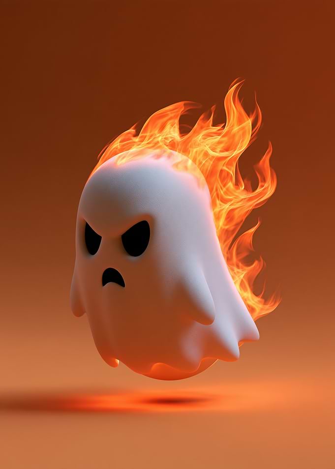 Angry Flaming Ghost Character