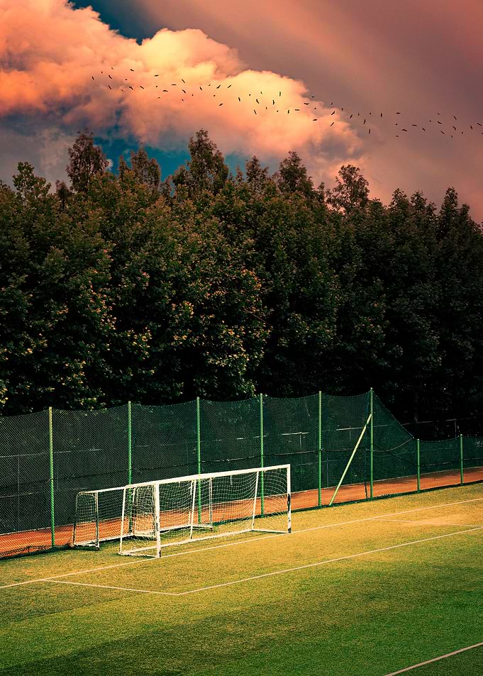 Empty Soccer Field at Sunset