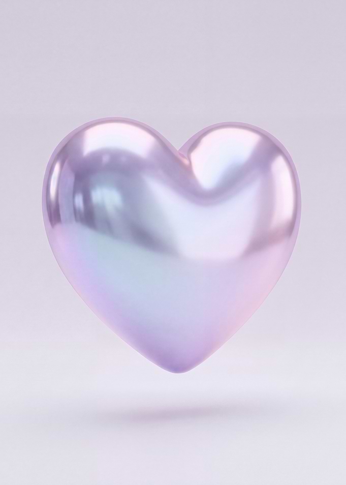 Chrome 3D Floating Heart, pink, purple