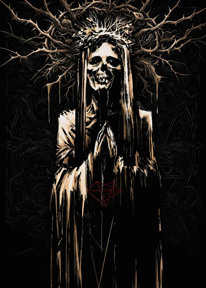 Dark Gothic Skeleton Priestess Illustration
