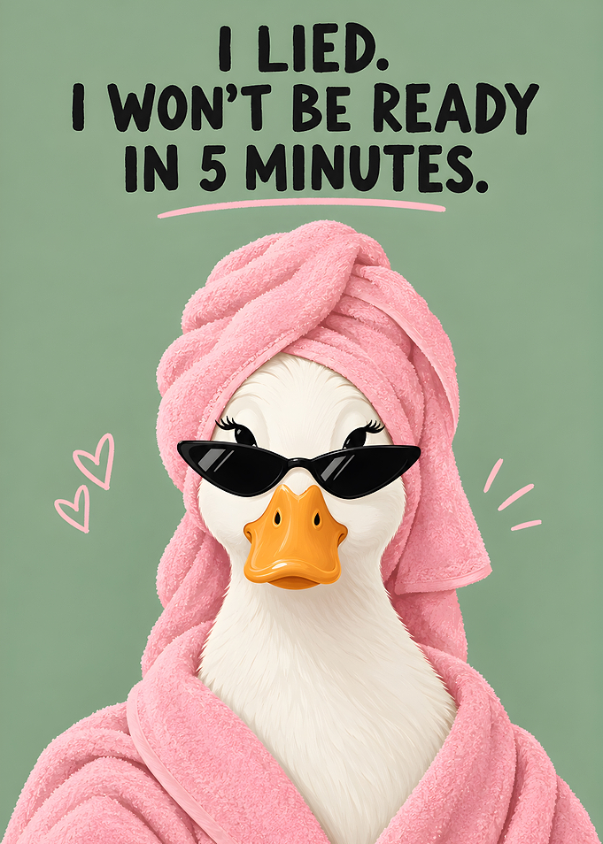 Funny Duck in Pink Towel
