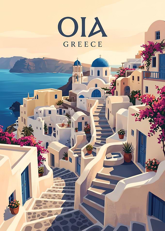 Oia Greece Santorini Travel Poster